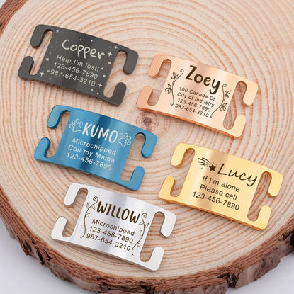 Picture of Custom Slide On Dog & Cat Collar Tag - Personalized Stainless Steel Pet Name Tag with Owner Information