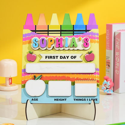 Picture of Personalized Wooden First & Last Day of School Sign - Rainbow Theme - Back to School Photo Board for Kids