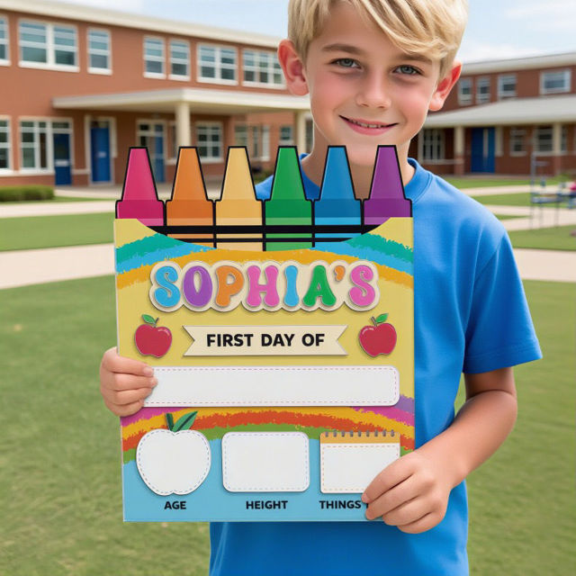 Picture of Personalized Wooden First & Last Day of School Sign - Rainbow Theme - Back to School Photo Board for Kids