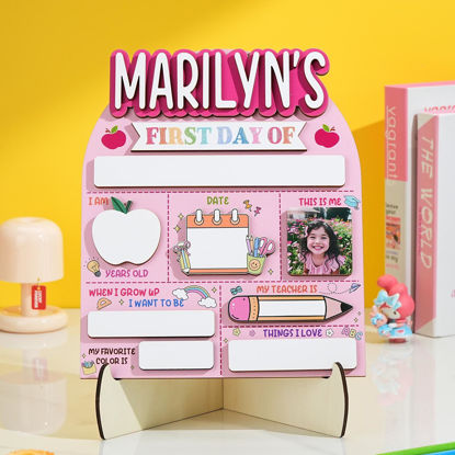 Picture of Personalized Wooden First & Last Day of School Sign - Custom Name  School Sign with Photo - Back to School Photo Board for Kids