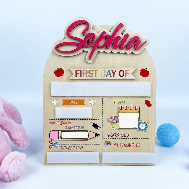 Picture of Personalized Wooden First & Last Day of School Sign - Wood Color Baseboard - Back to School Photo Board for Kids