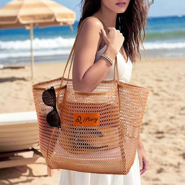 Picture of Custom Beach Bags - Custom Mesh Beach Bags - Personalized Beach Tote Bags