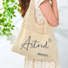 Picture of Custom Crochet Mesh Beach Tote - Custom Crochet Embroidered Beach Tote - Custom Name Knit Tote