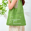 Picture of Custom Crochet Mesh Beach Tote - Custom Crochet Embroidered Beach Tote - Custom Name Knit Tote