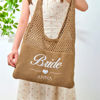 Picture of Custom Crochet Mesh Beach Tote - Custom Crochet Embroidered Beach Tote - Custom Name Knit Tote