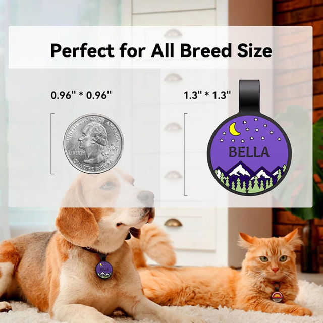 Picture of Custom Round Silicon Dog & Cat Name Tag - Personalized Soundless Pet Name Tag with Engraved Owner Information