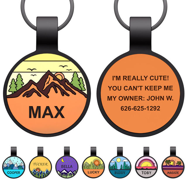 Picture of Custom Round Silicon Dog & Cat Name Tag - Personalized Soundless Pet Name Tag with Engraved Owner Information