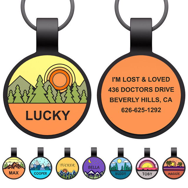 Picture of Custom Round Silicon Dog & Cat Name Tag - Personalized Soundless Pet Name Tag with Engraved Owner Information