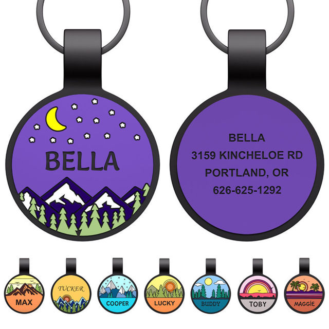 Picture of Custom Round Silicon Dog & Cat Name Tag - Personalized Soundless Pet Name Tag with Engraved Owner Information