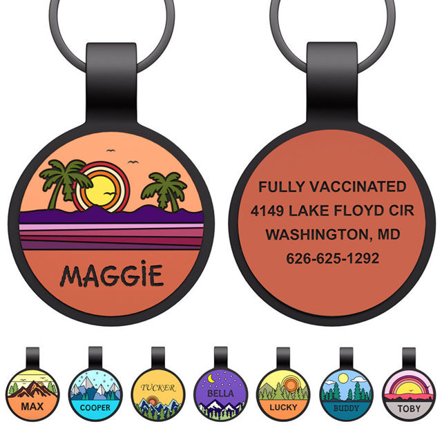 Picture of Custom Round Silicon Dog & Cat Name Tag - Personalized Soundless Pet Name Tag with Engraved Owner Information