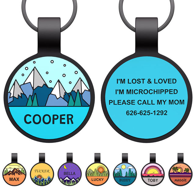 Picture of Custom Round Silicon Dog & Cat Name Tag - Personalized Soundless Pet Name Tag with Engraved Owner Information