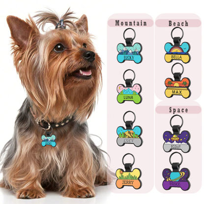 Picture of Custom Soundless Silicone Dog & Cat Name Tag - Personalized Bone Shaped Pet ID Tag with Engraved Owner Information