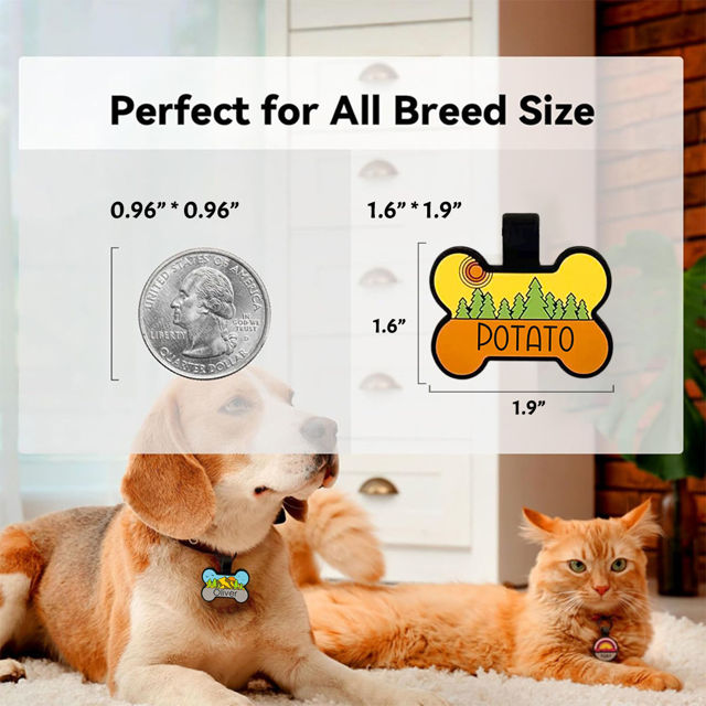Picture of Custom Soundless Silicone Dog & Cat Name Tag - Personalized Bone Shaped Pet ID Tag with Engraved Owner Information