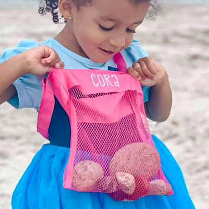Picture of Custom Mesh Bags - Custom Embroidered Shell Mesh Bags - Custom Embroidered Beach Bags