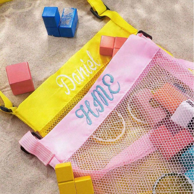 Picture of Custom Mesh Bags - Custom Embroidered Shell Mesh Bags - Custom Embroidered Beach Bags