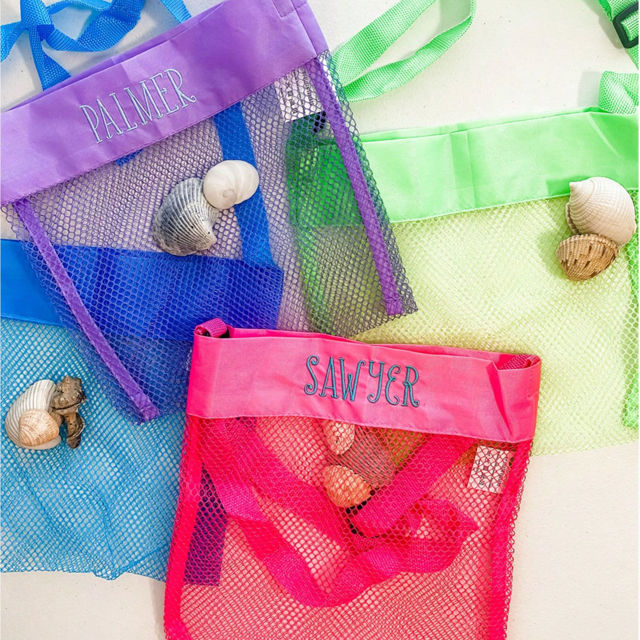 Picture of Custom Mesh Bags - Custom Embroidered Shell Mesh Bags - Custom Embroidered Beach Bags