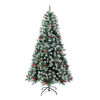 Picture of Pine Christmas Tree with Frosted Tips - PVC Christmas Tree with Decoration Pinecone and Holly - 5Ft, 6Ft and 6.9Ft with Metal Stand