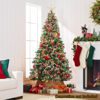 Picture of Pine Christmas Tree with Frosted Tips - PVC Christmas Tree with Decoration Pinecone and Holly - 5Ft, 6Ft and 6.9Ft with Metal Stand
