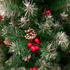Picture of Pine Christmas Tree with Frosted Tips - PVC Christmas Tree with Decoration Pinecone and Holly - 5Ft, 6Ft and 6.9Ft with Metal Stand