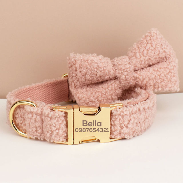 Picture of Personalized Pet Name Collar - Teddy Velvet Series with Eight Colors - Engraved Pet Name Tag Metal Buckle - Summer Gifts for Puppy