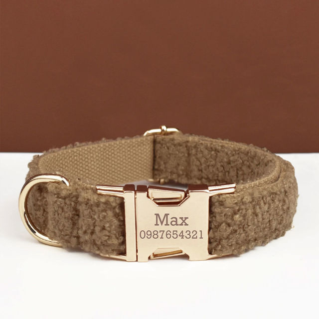 Picture of Personalized Pet Name Collar - Teddy Velvet Series with Eight Colors - Engraved Pet Name Tag Metal Buckle - Summer Gifts for Puppy