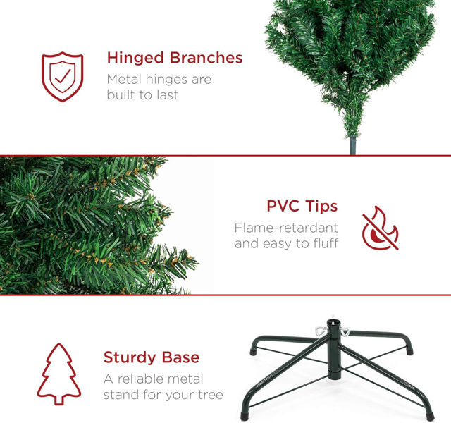 Picture of Pine Christmas Tree - Flame Retardant PVC Christmas Tree - 4 SIZE From 4 Ft to 6.9Ft with Metal Stand - Indoor Decoration