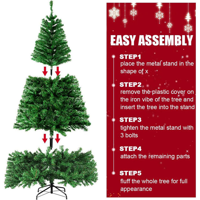 Picture of Pine Christmas Tree - Flame Retardant PVC Christmas Tree - 4 SIZE From 4 Ft to 6.9Ft with Metal Stand - Indoor Decoration