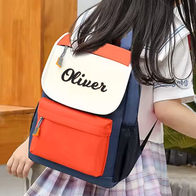 Picture of Custom Embroidery School Bags - Personalized Contrast Color School Bags - Custom Waterproof Student School Bags