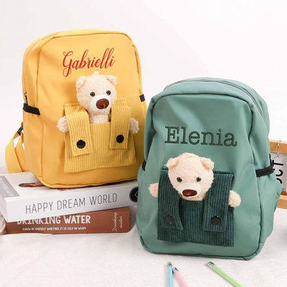 Picture of Custom Embroidered Bear Toddler Backpack with Name - School Bag - Back to School Gift for Kids