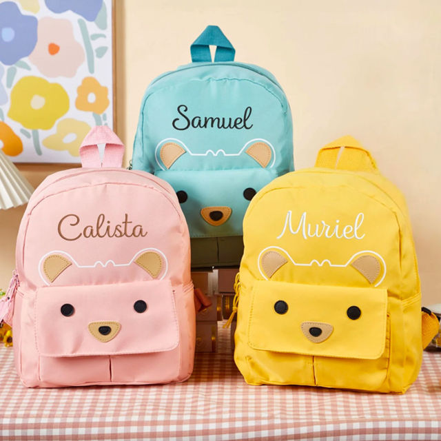 Picture of Custom Embroidered Bear Toddler Backpack with Name - School Bag - personalized Back to School Gift for Kids