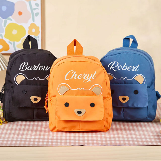 Picture of Custom Embroidered Bear Toddler Backpack with Name - School Bag - personalized Back to School Gift for Kids
