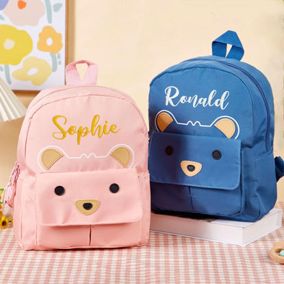 Picture of Custom Embroidered Bear Toddler Backpack with Name - School Bag - personalized Back to School Gift for Kids
