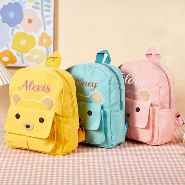 Picture of Custom Embroidered Bear Toddler Backpack with Name - School Bag - personalized Back to School Gift for Kids