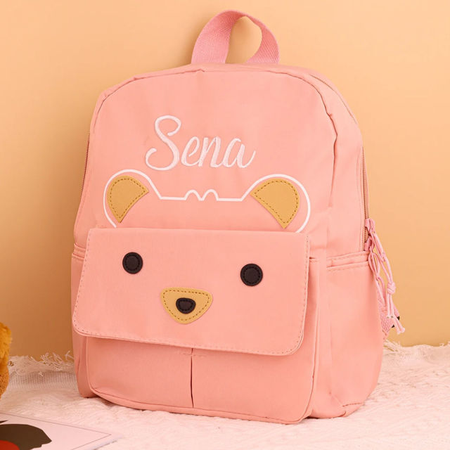 Picture of Custom Embroidered Bear Toddler Backpack with Name - School Bag - personalized Back to School Gift for Kids