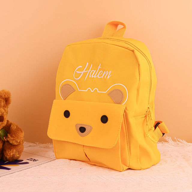 Picture of Custom Embroidered Bear Toddler Backpack with Name - School Bag - personalized Back to School Gift for Kids