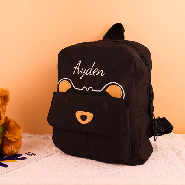 Picture of Custom Embroidered Bear Toddler Backpack with Name - School Bag - personalized Back to School Gift for Kids