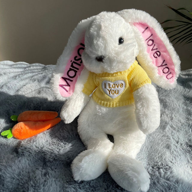 Picture of Customized Rabbit Toy - Custom Embroidered Name Plush Rabbit - Personalized Comfort Rabbit for Kids Gift