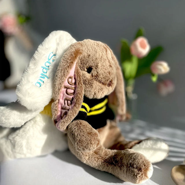 Picture of Customized Rabbit Toy - Custom Embroidered Name Plush Rabbit - Personalized Comfort Rabbit for Kids Gift