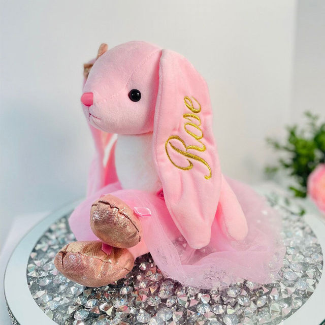 Picture of Custom Bunny Toys - Custom Name Plush Toys - Custom Ballerina Bunny