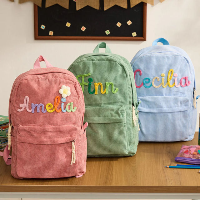 Picture of Personalized Embroidered Name Backpack for Toddler - Custom Name Embroidered Backpack - Back to School Gift