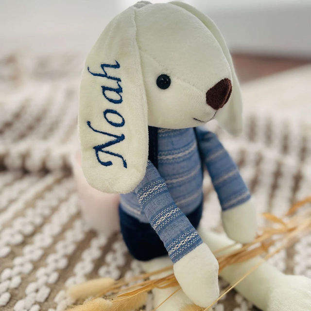 Picture of Custom Name Plush Toys - Custom Embroidered Stuffed Bunny Rabbit - Personalized Comfort Rabbit for Kids
