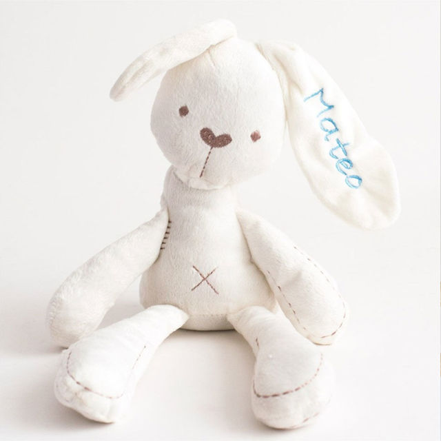 Picture of Custom Name Plush Toy - Custom Embroidered Plush Bunny - Personalized Sleeping Comforter Embroidered Bunny