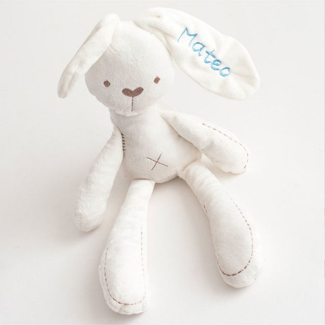 Picture of Custom Name Plush Toy - Custom Embroidered Plush Bunny - Personalized Sleeping Comforter Embroidered Bunny