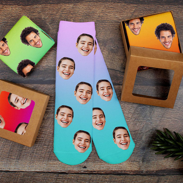 Picture of Custom Gradient Color Socks - Custom Photo Socks