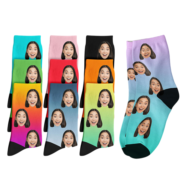 Picture of Custom Gradient Color Socks - Custom Photo Socks