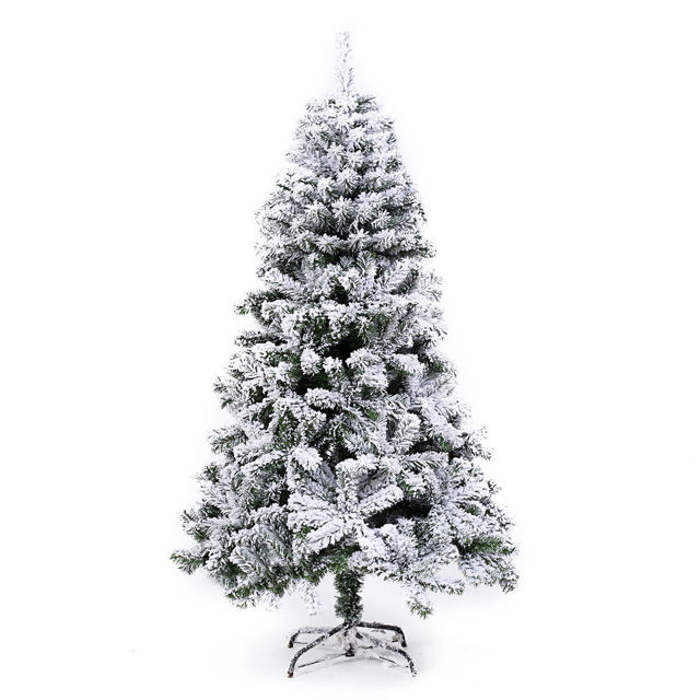 Picture of Snow Flocked Pine Christmas Tree - Flame Retardant PVC Christmas Tree - 5Ft, 6Ft and 6.9Ft with Metal Stand