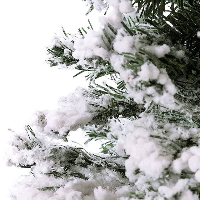 Picture of Snow Flocked Pine Christmas Tree - Flame Retardant PVC Christmas Tree - 5Ft, 6Ft and 6.9Ft with Metal Stand