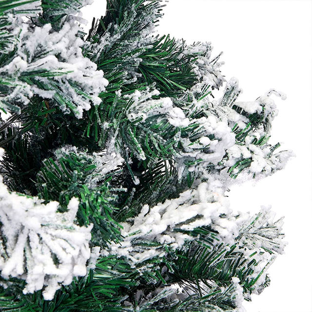 Picture of Snow Flocked Pine Christmas Tree - Flame Retardant PVC Christmas Tree - 5Ft, 6Ft and 6.9Ft with Metal Stand