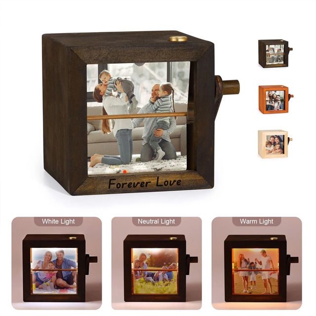 Picture of Custom Wooden Hand-Cranked Flip Photo Frame - Custom Wooden Couple Photo Flipbook Frame - Couple Gifts,Wedding Gift