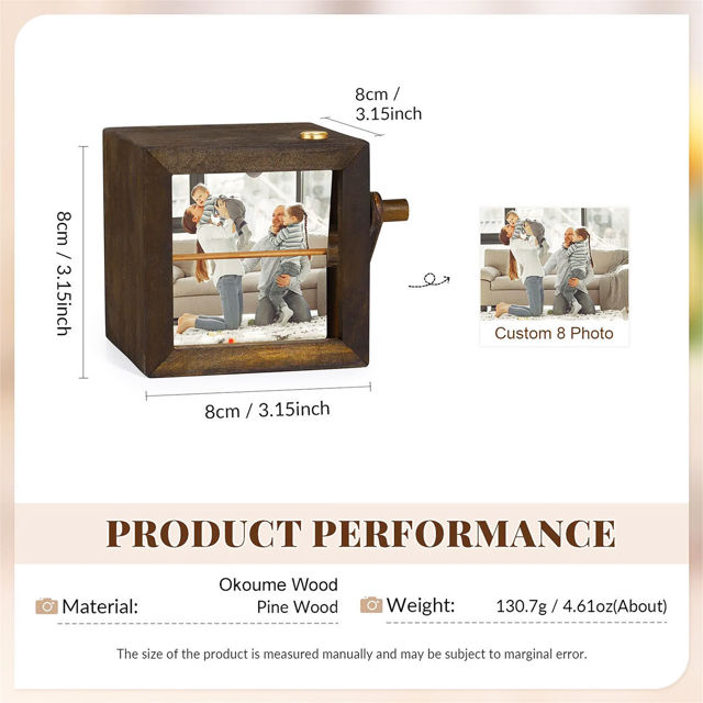 Picture of Custom Wooden Hand-Cranked Flip Photo Frame - Custom Wooden Couple Photo Flipbook Frame - Couple Gifts,Wedding Gift